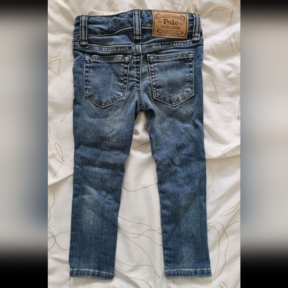 Like NEW! Polo Ralph Lauren Aurbie Denim Leggings, Size 2t - Picture 4 of 4